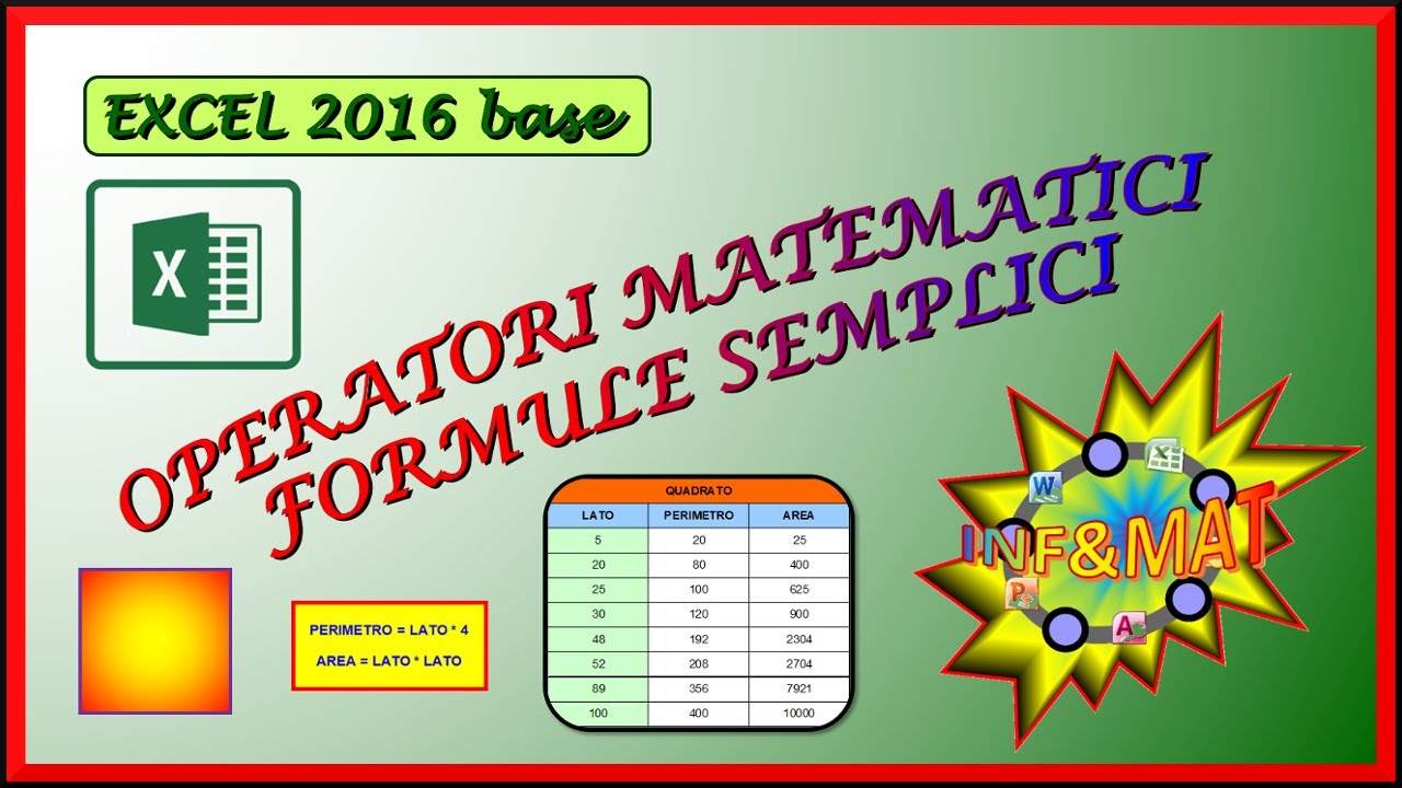 #09 Corso Excel - Operatori matematici e formule semplici