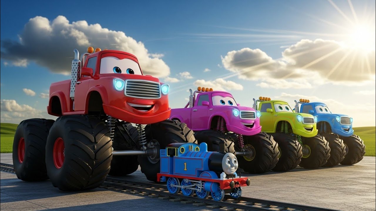 Garage with Colors ALL MIXER TRUCK WITH DOUBLE FLATBED TRAILER TRUCK, LIZARD, TAYO, FS22