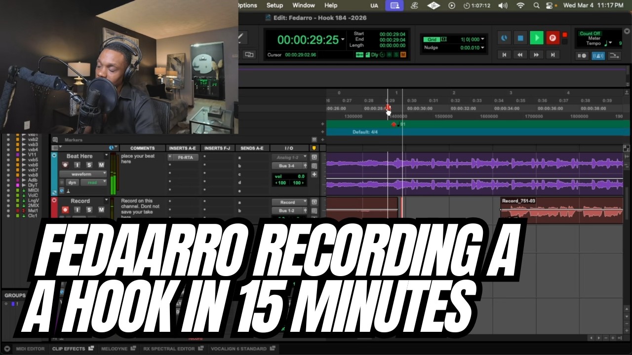 Fedarro Recording A Hook In !5 Minutes