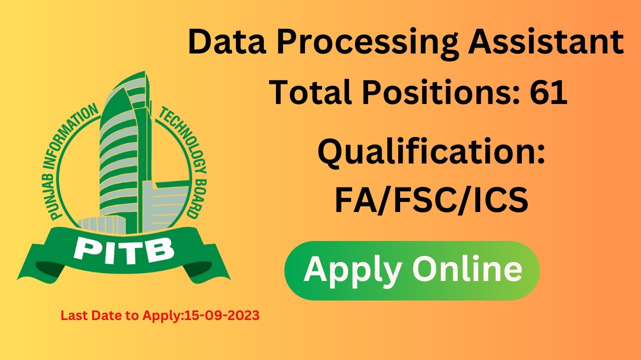 Data Processing Assistant IT Operations (ITOPS), Punjab - Job Vacancy
