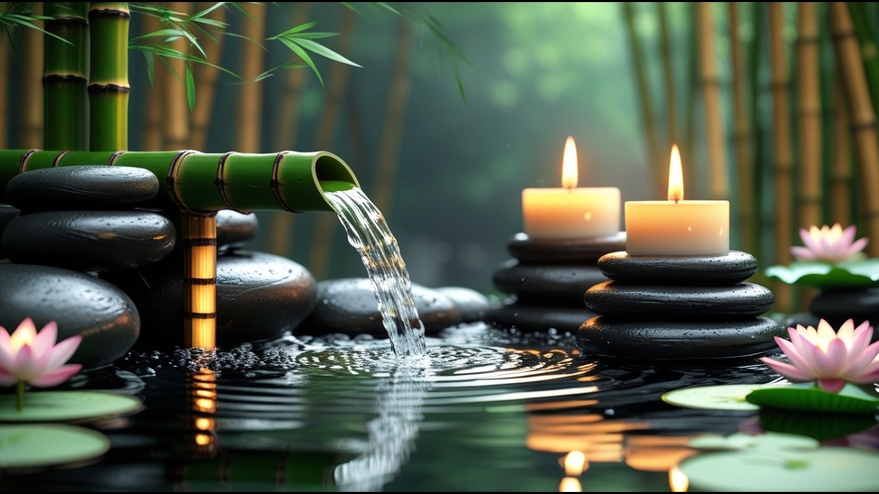 Calming Bamboo Water Sounds 💧🎋 with Gentle Piano for Sleep, Stress Relief and Healing #625