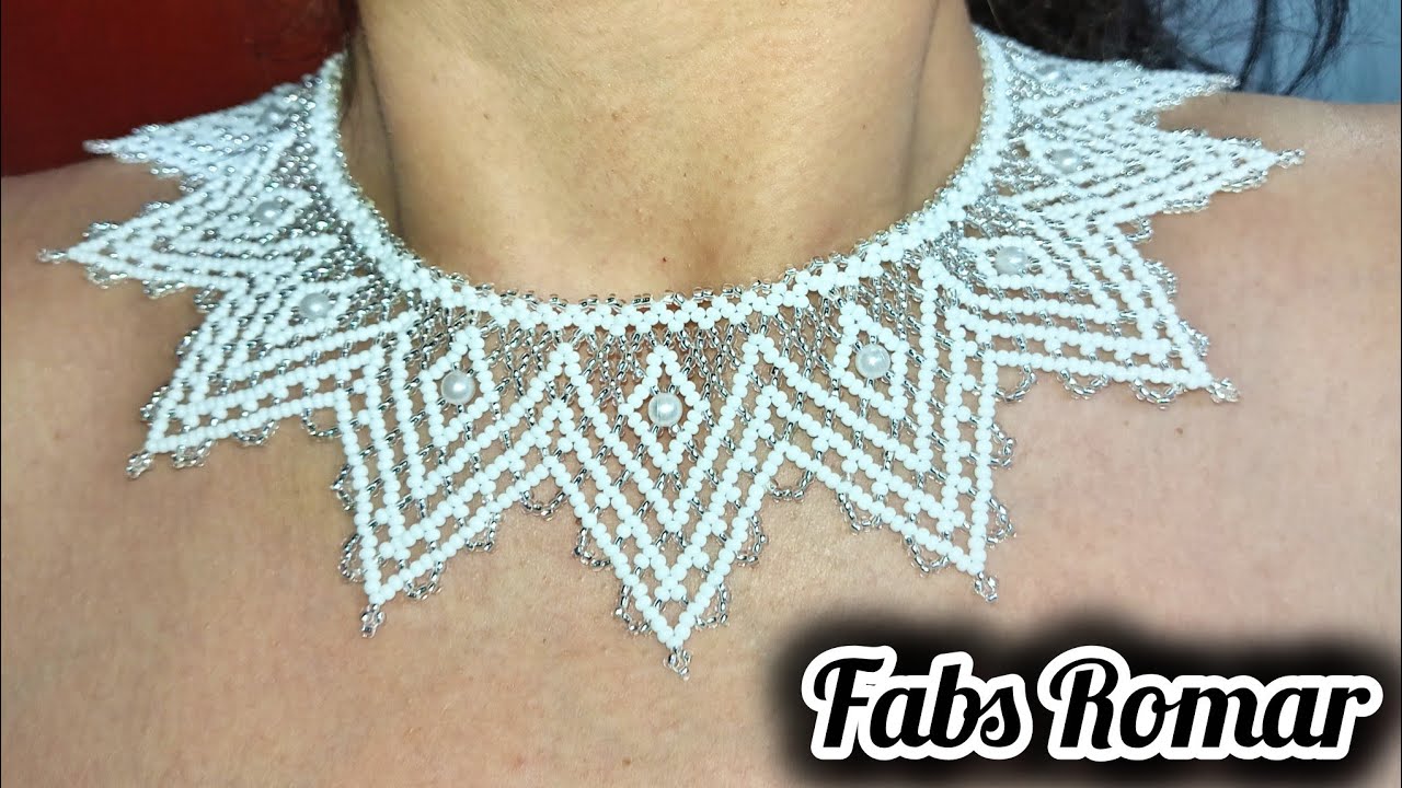 Collar de chaquira cristal / blanco 