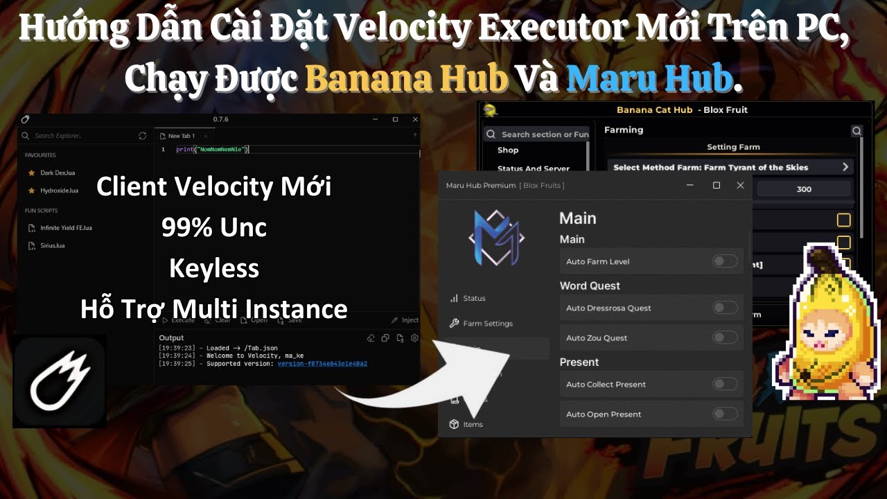 HƯỚNG DẪN CHI TIẾT CÁCH CÀI ĐẶT VELOCITY EXECUTOR TRÊN PC, CHẠY ĐƯỢC BANANA HUB VÀ MARU HUB.