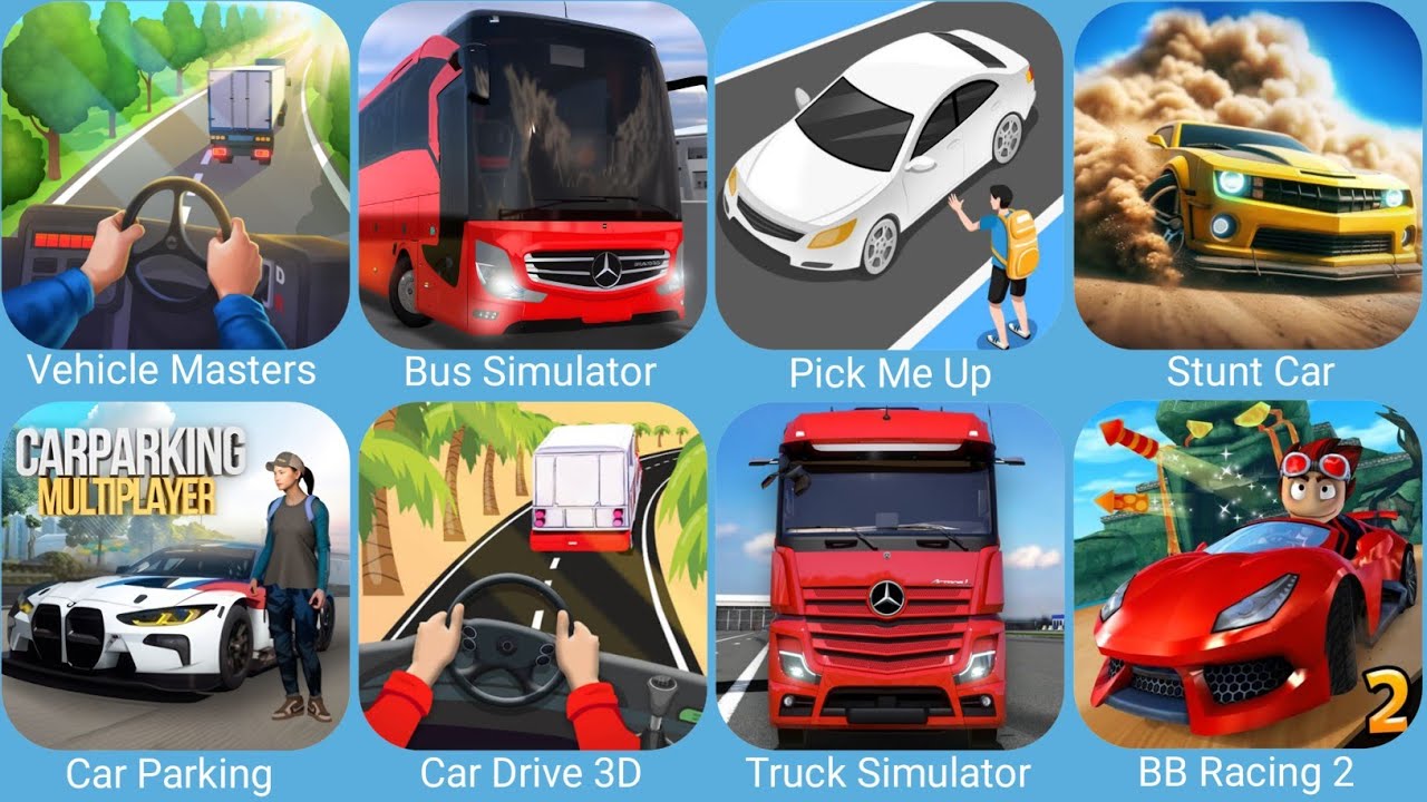 Vehicle Masters,Bus Simulator Ultimate,Pick Me Up 3D,Truck Simulator Ultimate,Beach Buggy Racing 2