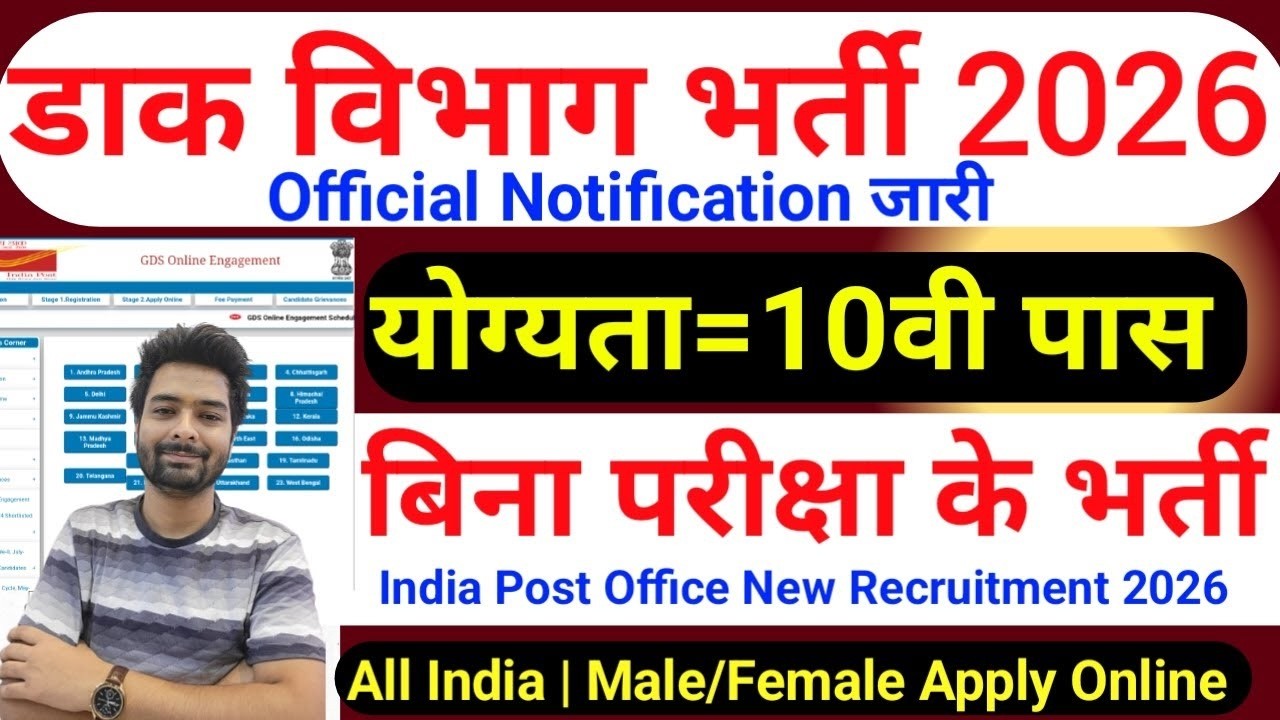 India Post New Vacancy 2026 | Post Office Recruitment 2026 | 10th Pass Post Office Job | GDS 2026
