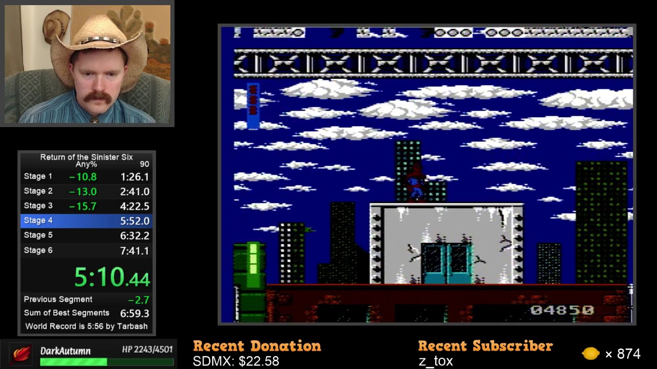Spider-Man: Return of the Sinister Six NES speedrun in 7:29 by Arcus