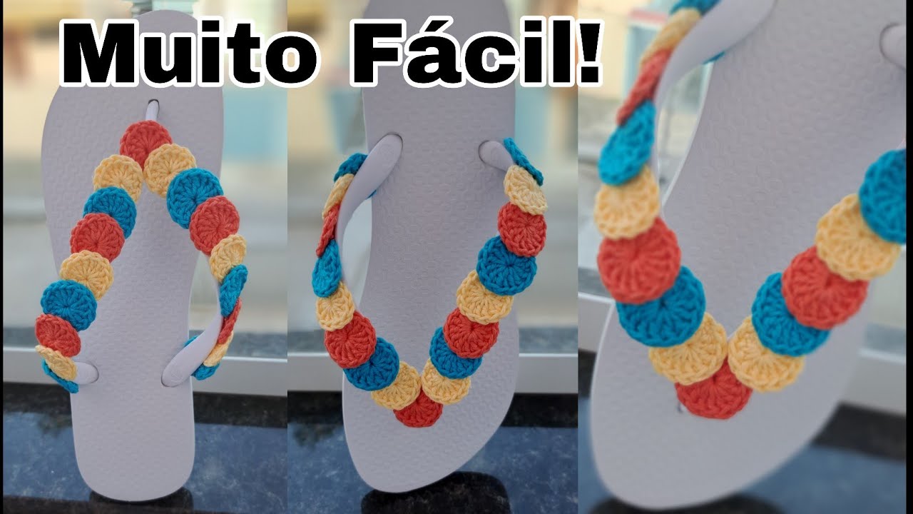Chinelo customizado em crochê/ O jeito mais fácil e rápido de fazer! #verão  #anonovo #natal
