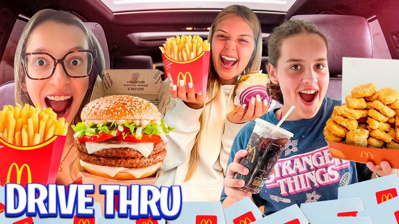 PEDINDO E COMENDO TUDO QUE A PESSOA DA FRENTE ESCOLHEU NO DRIVE THRU com as AMIGAS @FabianaLandimm