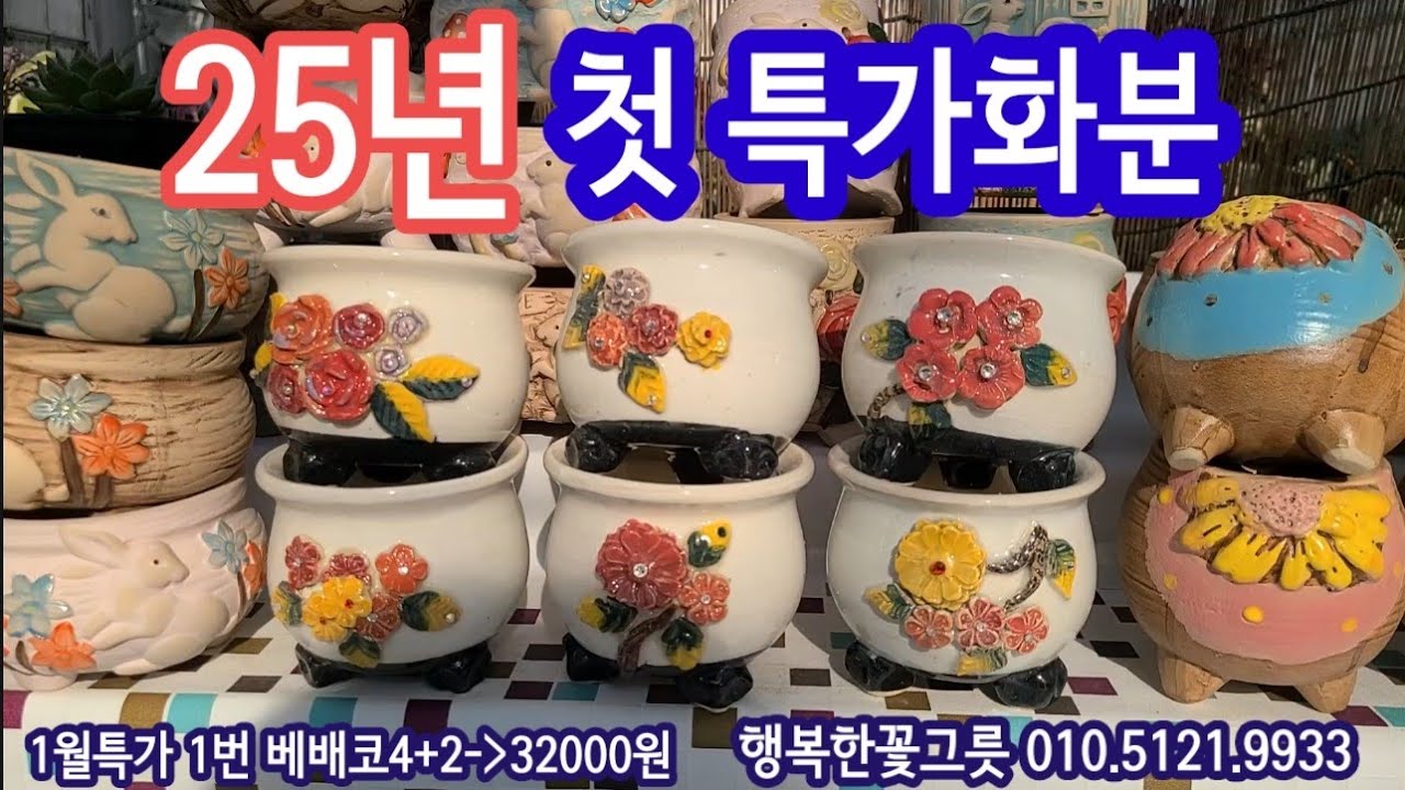 25년 첫 특가 행사 ! 인기 최고의 수입화분을 특가로 만나요! 이보다 더 착할 수는 없다! 1월특가 행복한꽃그릇 010.5121.9933