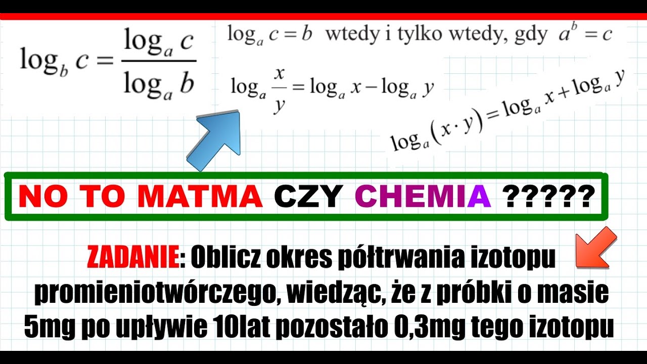 OBLICZ OKRES PÓŁTRWANIA IZOTOPU PROMIENIOTWÓRCZEGO, WIEDZĄC, ŻE Z PRÓBKI..#chemia #chemistry