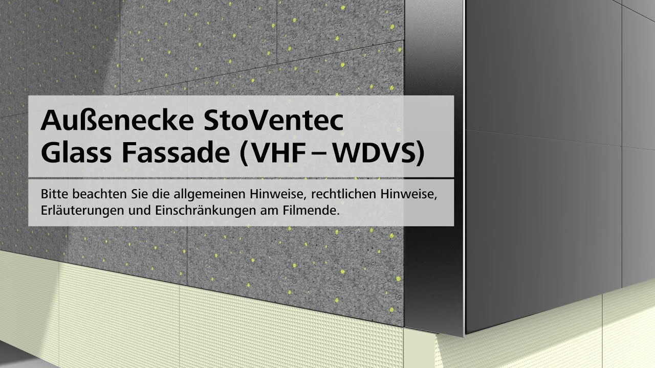 Vorgehängte hinterlüftete Fassade StoVentec Glass / Außenecke VHF-WDVS