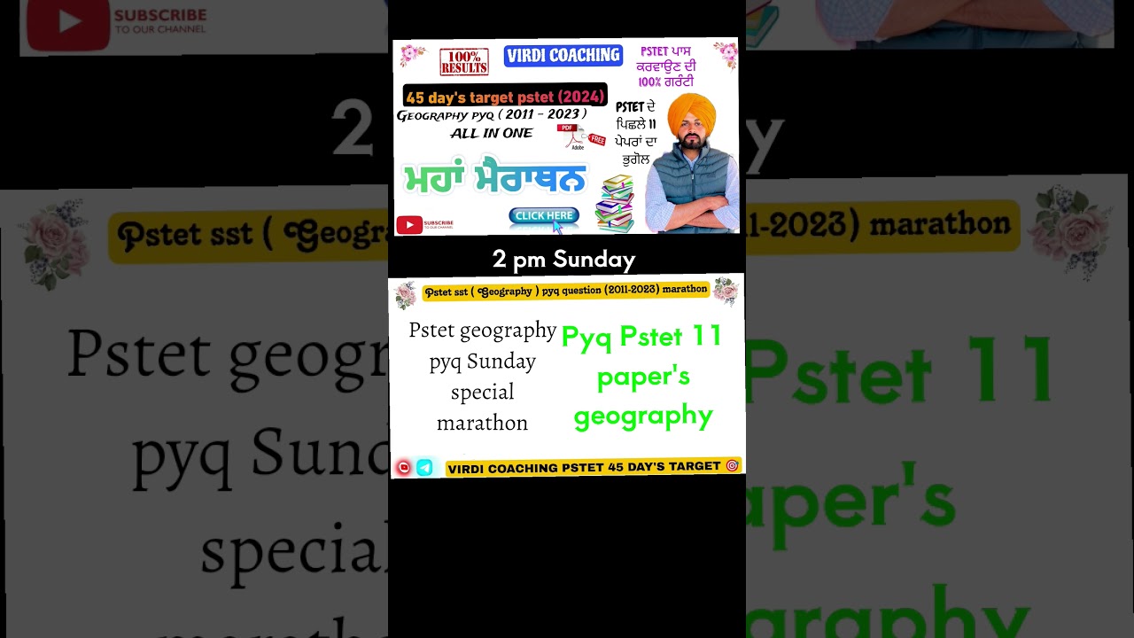 45 day's target Pstet geography pyq marathon| Pstet Geography pyq question maha marathon #pstet #pyq