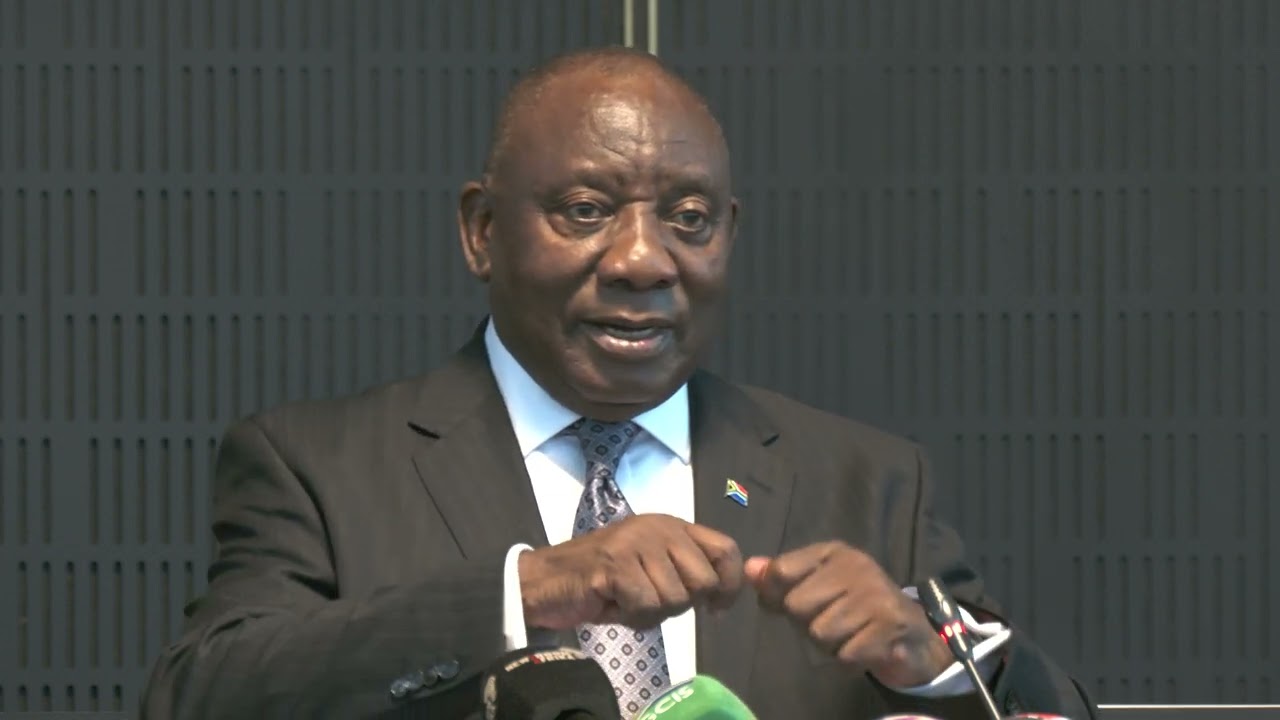 President Ramaphosa delivers the opening address at a meeting between National and Gauteng province.