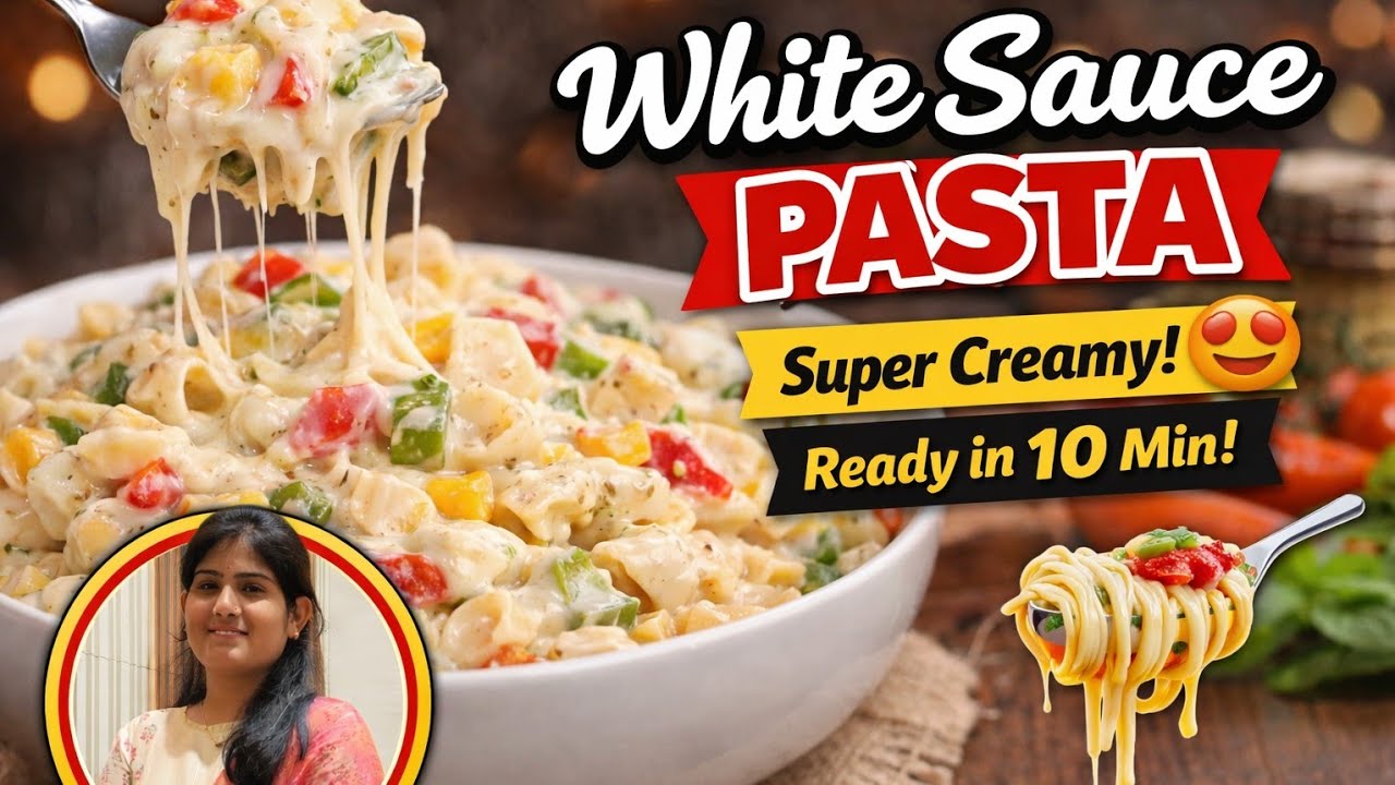 Itna creamy pasta… bahar ka bhool jaoge!” 🤍🍝
