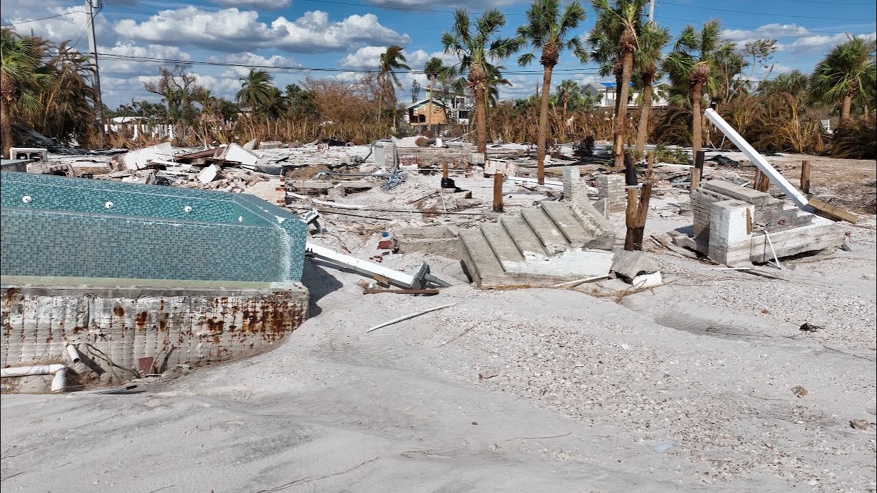 Hurricane Ian  Ft  Myers Beach Florida  Tsunami like power of storm surge from drone  part 2   4k