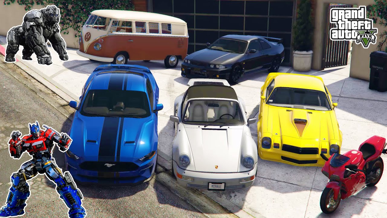 GTA 5 - Stealing TRANSFORMERS RISE OF THE BEASTS Movie Vehicles with Franklin | (Real Life Cars) #44