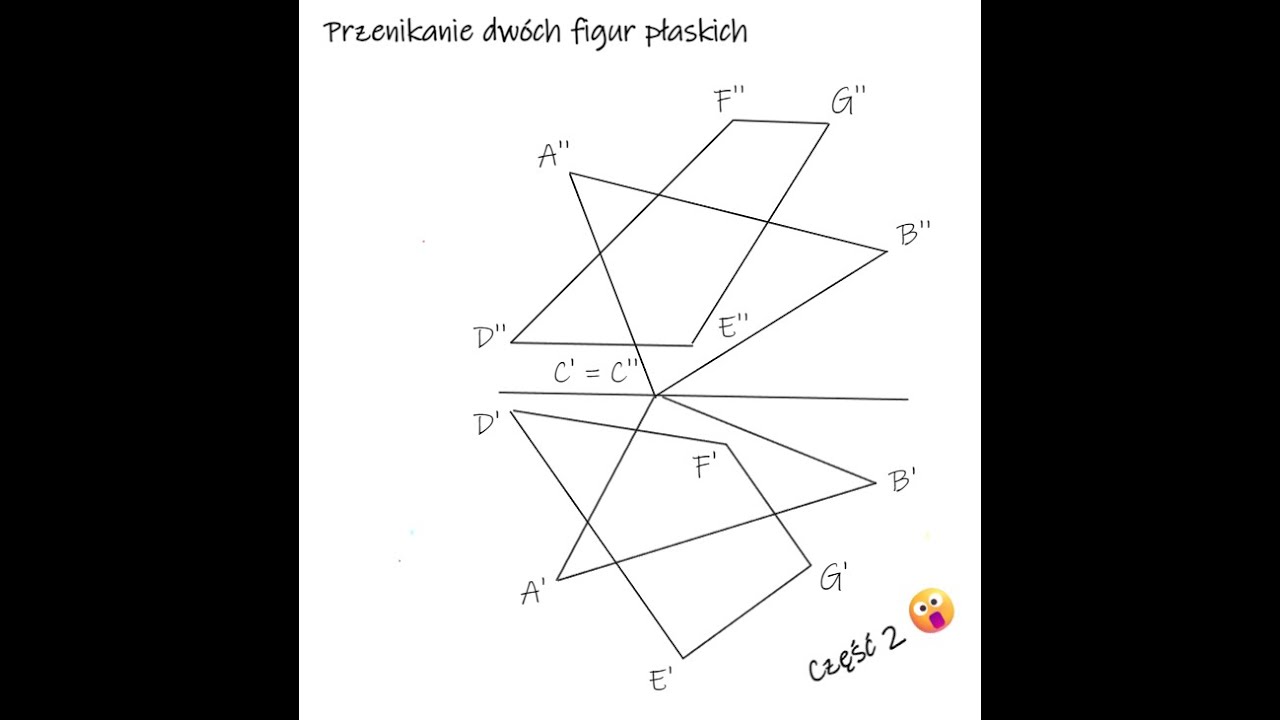 Geometria wykreślna: rzuty Monge'a, przenikanie dwóch figur. cz2