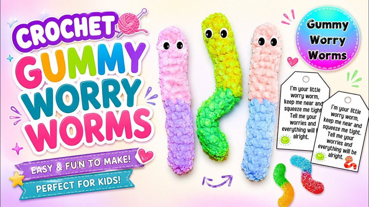 Crochet Cute Worm Tutorial For Beginners | DIY Crochet Worm
