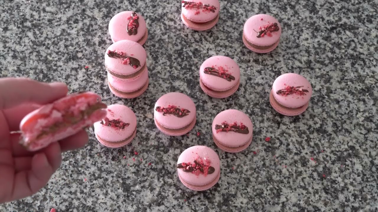 Chocolate Strawberry Macarons (French Method)