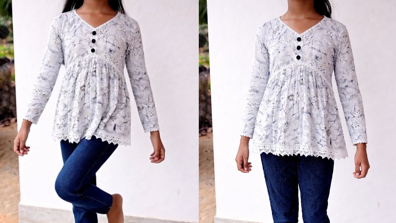 Short kurti #new model Short kurti #aliya cut kurti #cutting and stitching #simple cutting #diy ✨
