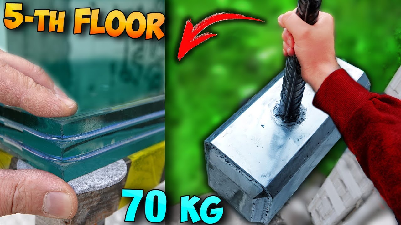 BULLETPROOF GLASS vs 70KG THOR’S HAMMER from 5th FLOOR