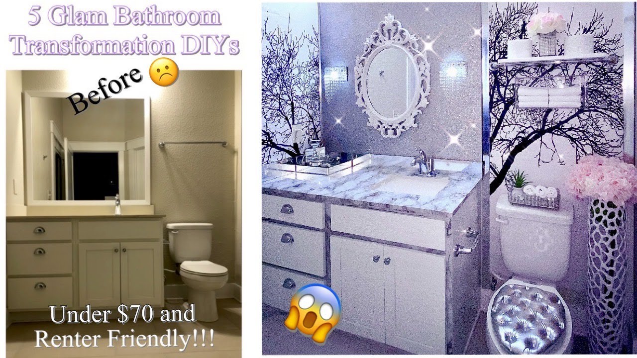 GLAM BATHROOM MAKEOVER IN 5 EASY STEPS| HOME IMPROVEMENT DIY