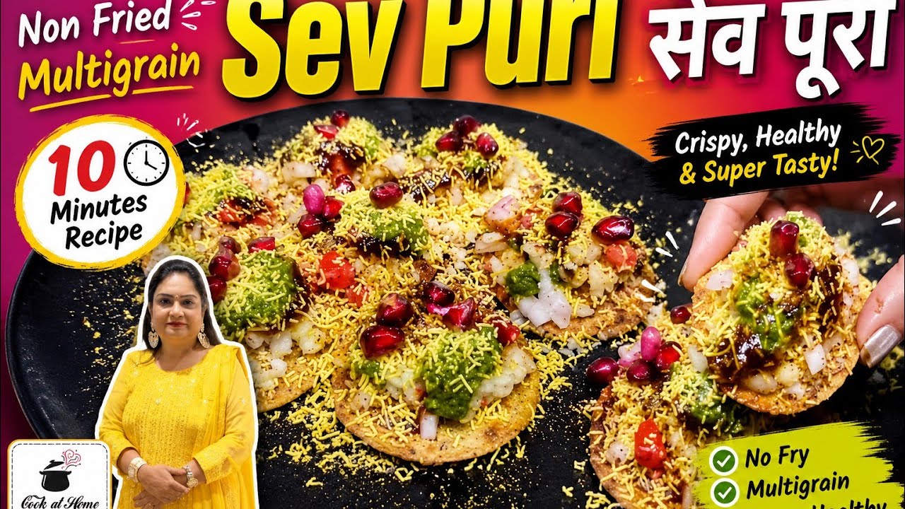 मल्टीग्रेन आटे से बिना तले बनाओ सेव पूरी। Sev Puri Recipe I Mumbai Street Food Recipe I Chaat Recipe