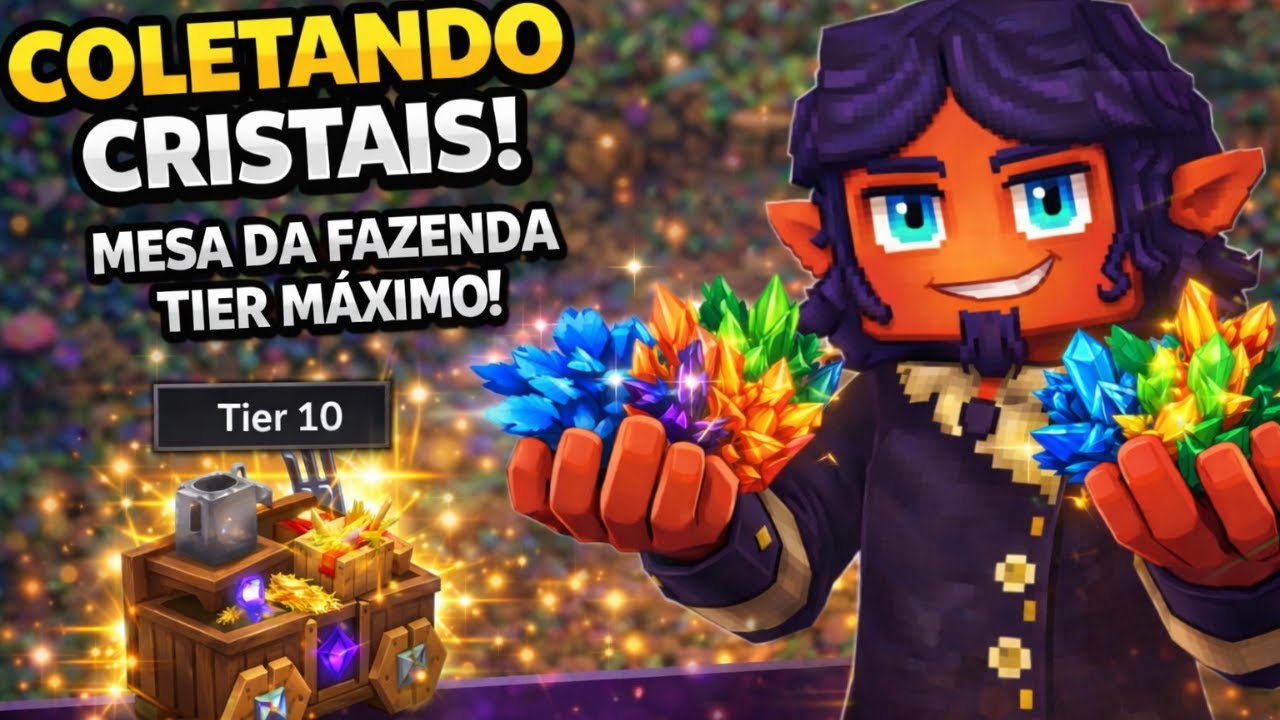 Mesa da Fazenda Tier Máximo | Coletando Cristais no Hytale