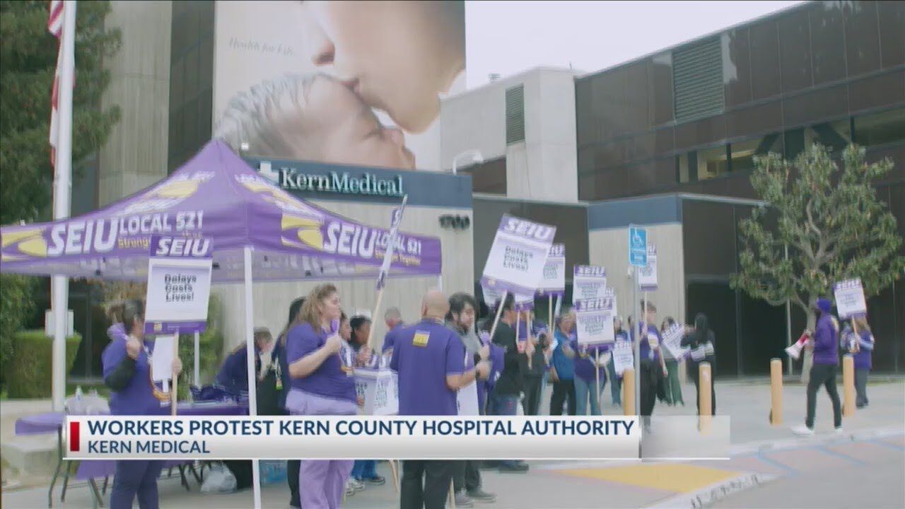 Workers protest Kern County Hospital Authority at Kern Medical Center