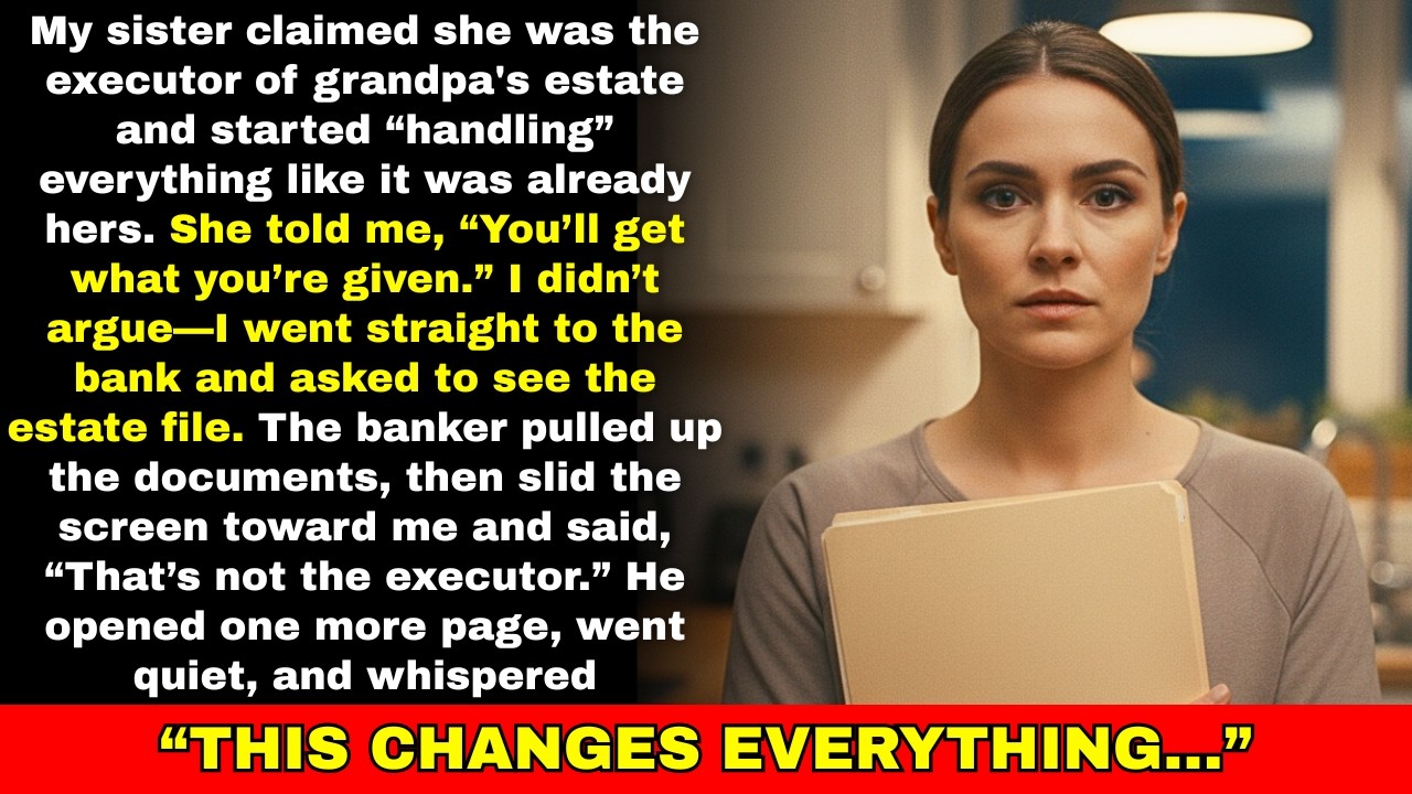 My Sister Claimed She Was the Executor of the Will—Until the Bank Showed Me the Real Documents and…
