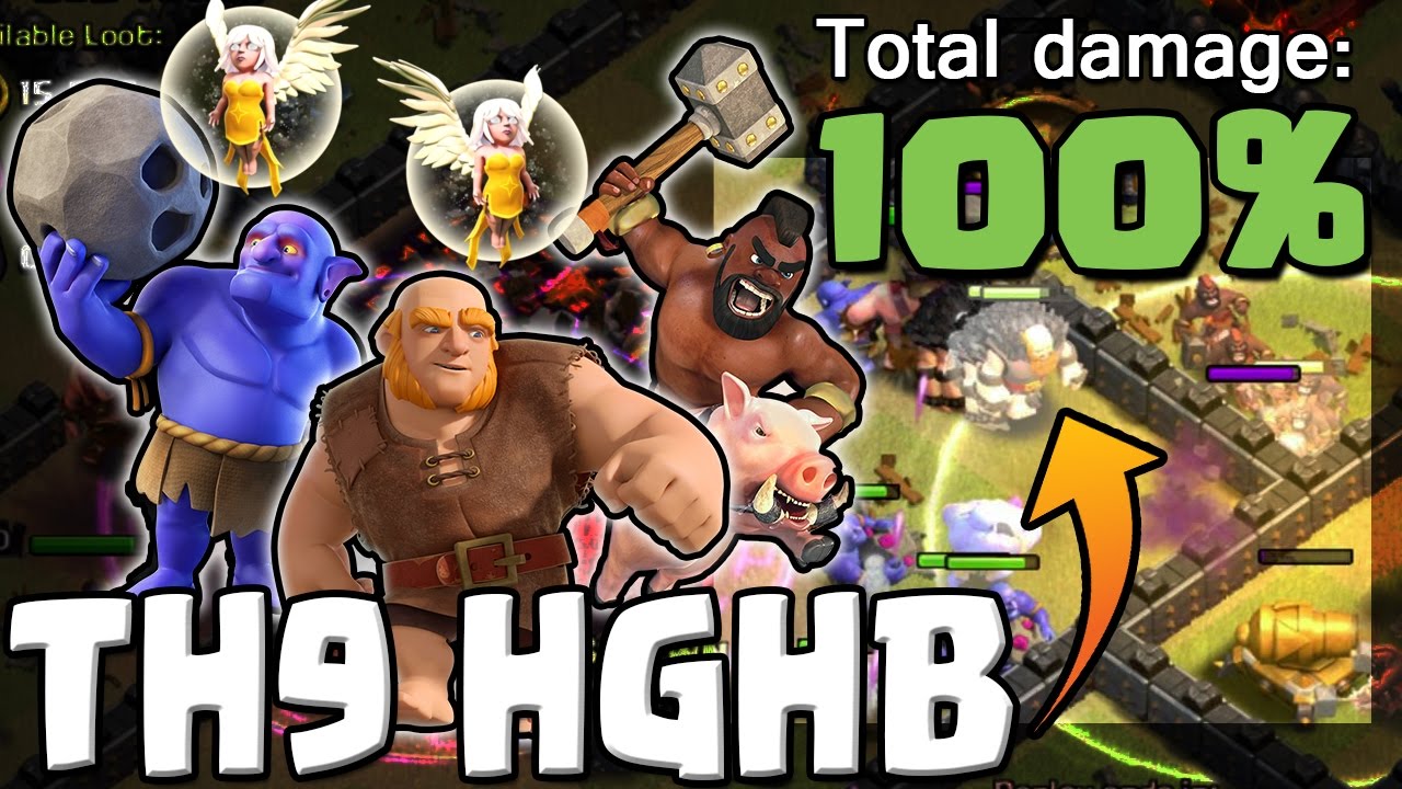 LOW HERO HGHB - 3 STAR WAR ATTACKS - TH9 War Strategy - Clash of Clans
