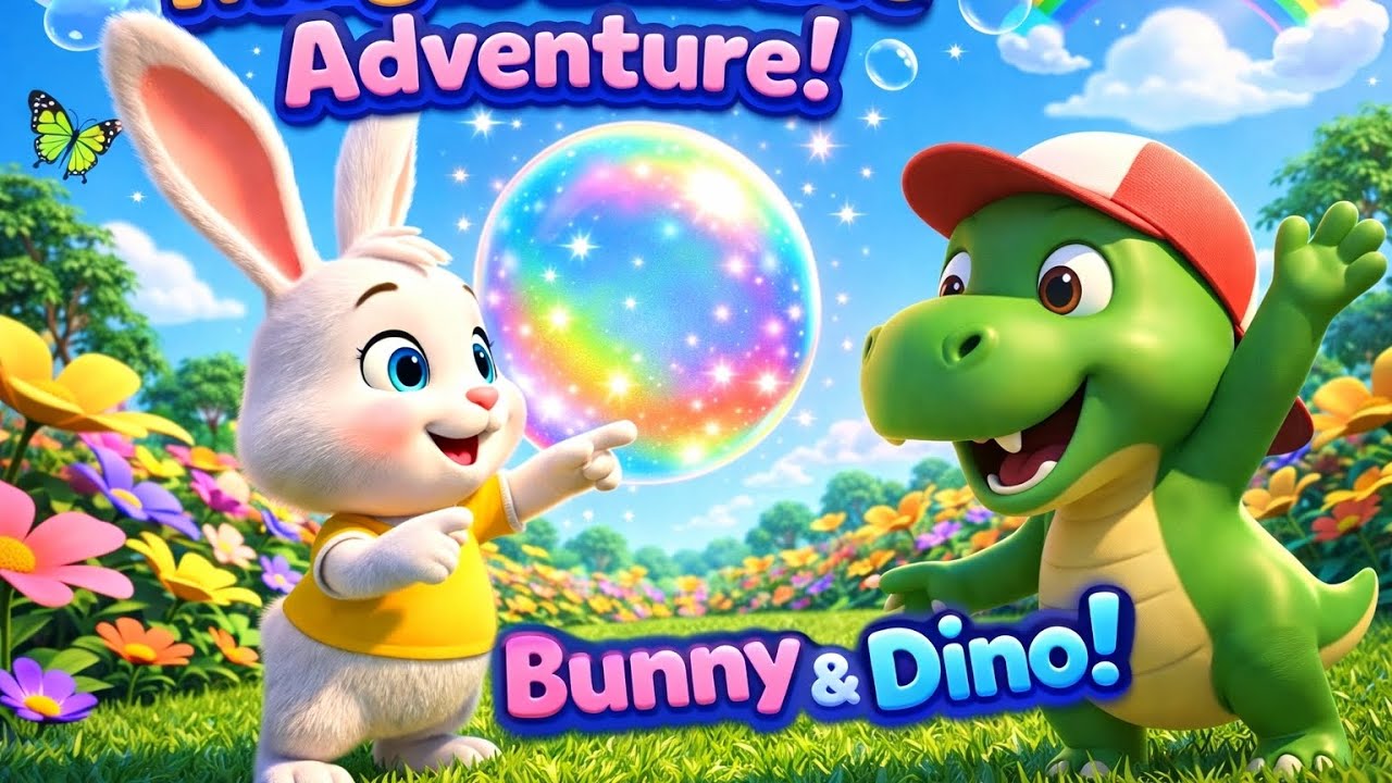 Bunny & Dino’s Magic Bubble Adventure🐰🦖 | Fun Kids Cartoon #kidsvideo #babycartoon #kids #school 
