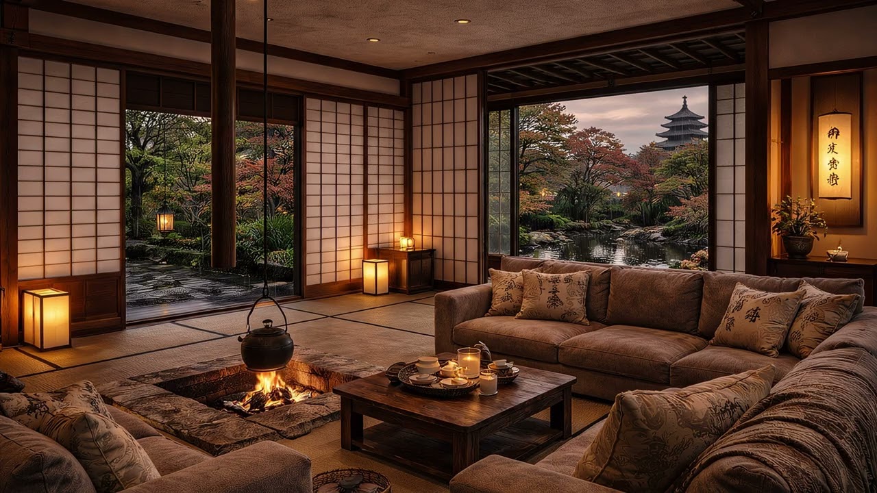 Ambient TV 4K HD - Ambiance TV 4K HD - Feu cheminée - Thème Japonais