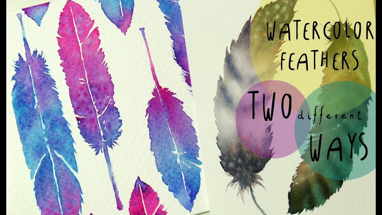 Watercolor Tutorial: How to paint FEATHERS in TWO different WAYS - by ART Tv