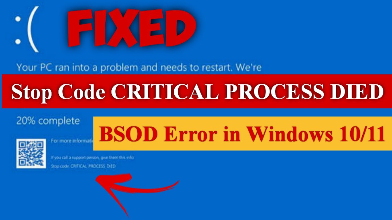 Stop Code CRITICAL PROCESS DIED | BSOD Error in Windows 10/11 [100% Fixed] #bluescreen