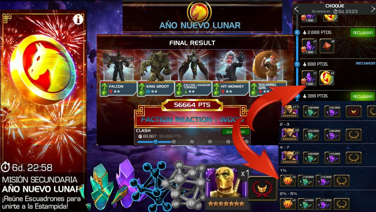 COMO OBTENER TODOS LOS PREMIOS DE LA MISION SECUNDARIA AÑO NUEVO LUNAR + ESTRATEGIAS - MCOC