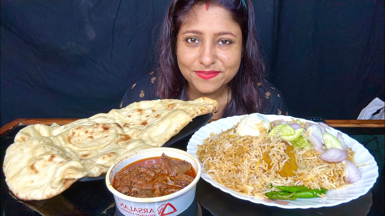 Eating Show - Mutton Chaap, Butter Naan, Egg Biriyani | Poulami Eating Show