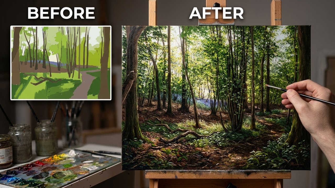 How I Paint a Woodland | Oil Painting Tutorial | Step-By-Step Tutorial | Time Lapse