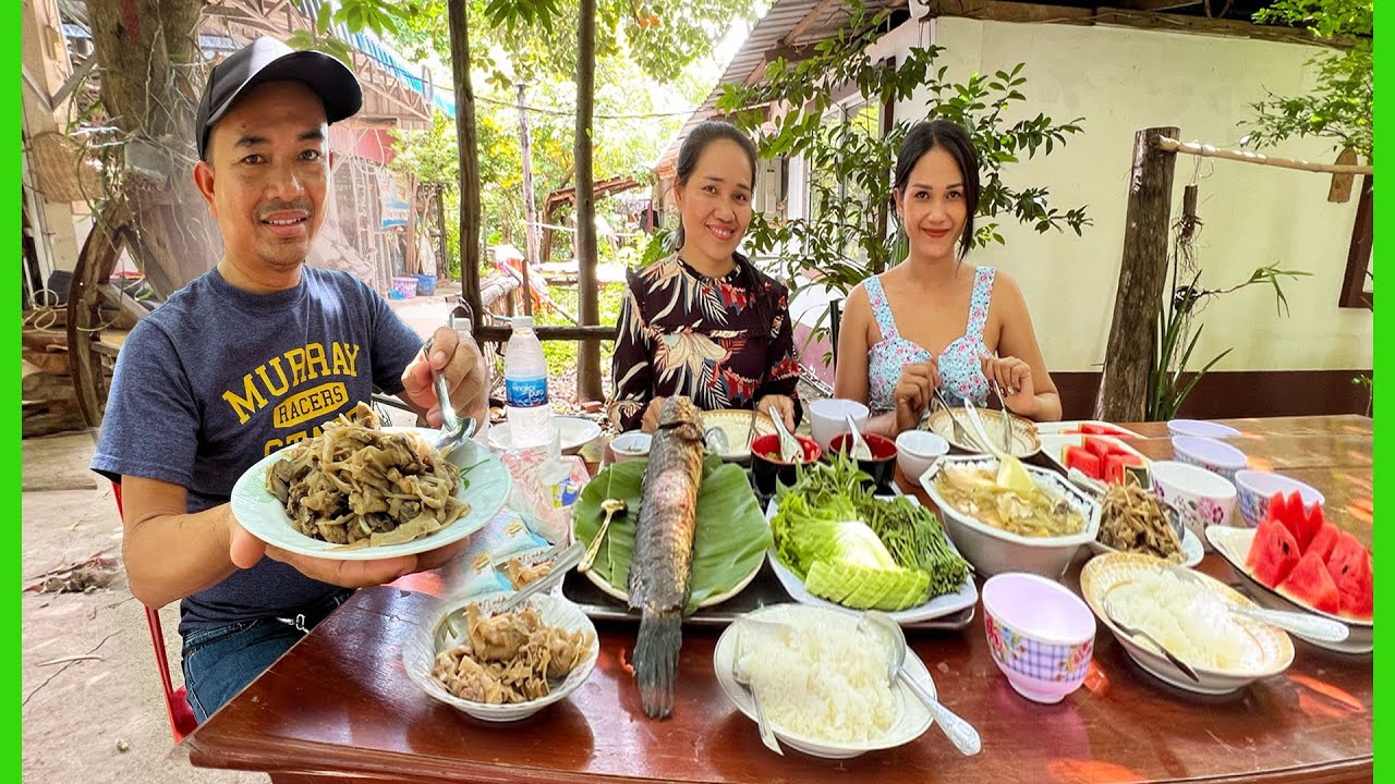 ធីតាមកលេងដល់ផ្ទះ ម្ហូបទទួលភ្ញៀវ ម្ហូក្តាត ត្រីអាំងទឹកត្រីអំពិលទុំអន្លក់ស្តៅ និងទិដ្ឋភាពជុំវិញផ្ទះ
