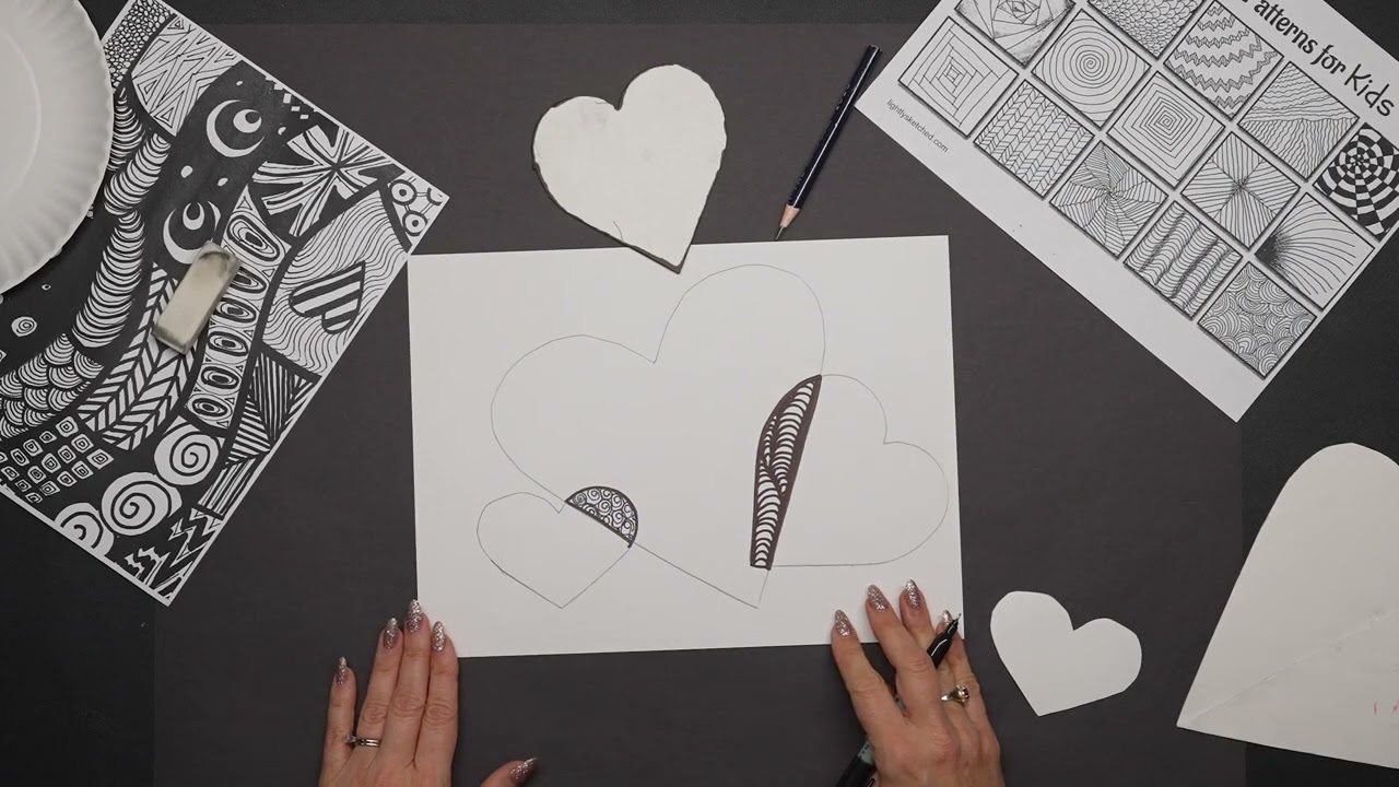 Hearts Filled with Zentangles | 2nd Grade Art Lesson