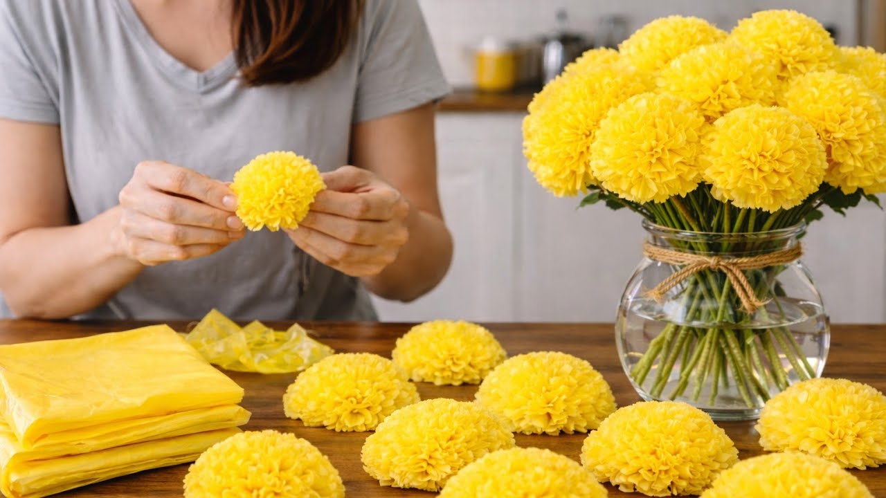 how to make flower from shopping bags 