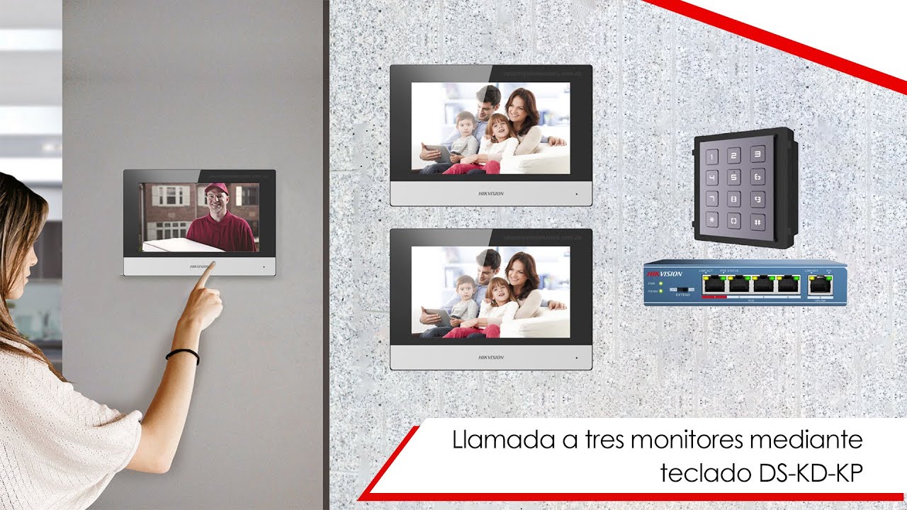 Realizar llamadas a tres monitores con teclado DS-KD-KP (Hikvision)