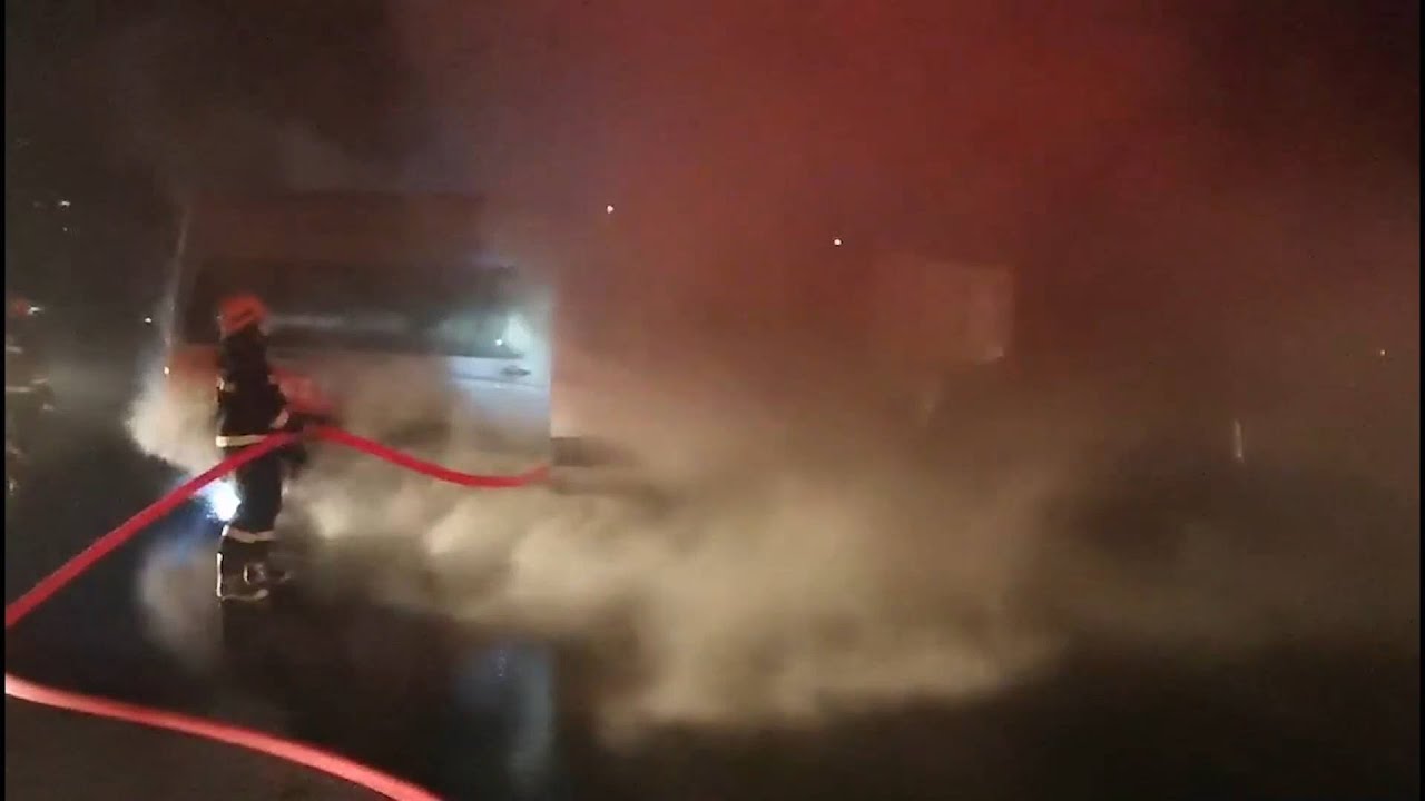 Road accident fire by China fire station extinguished promptly