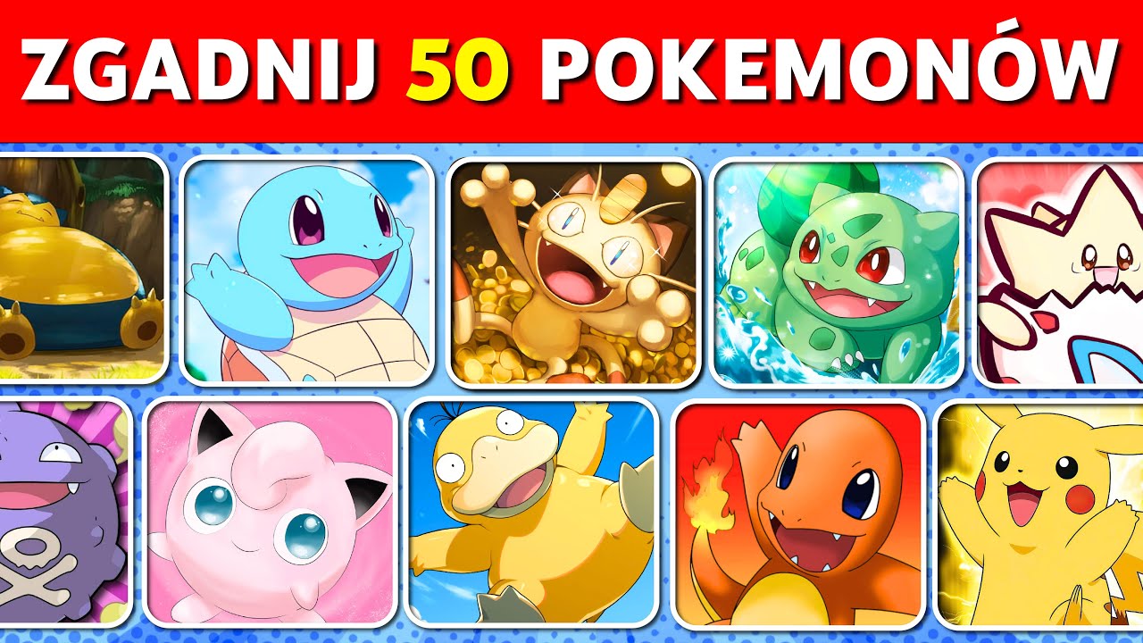 Czy Zgadniesz Jaki to POKEMON? 🧠 Zgadnij 50 Pokemon&oacute;w i Usłysz Ich Głos 🔊