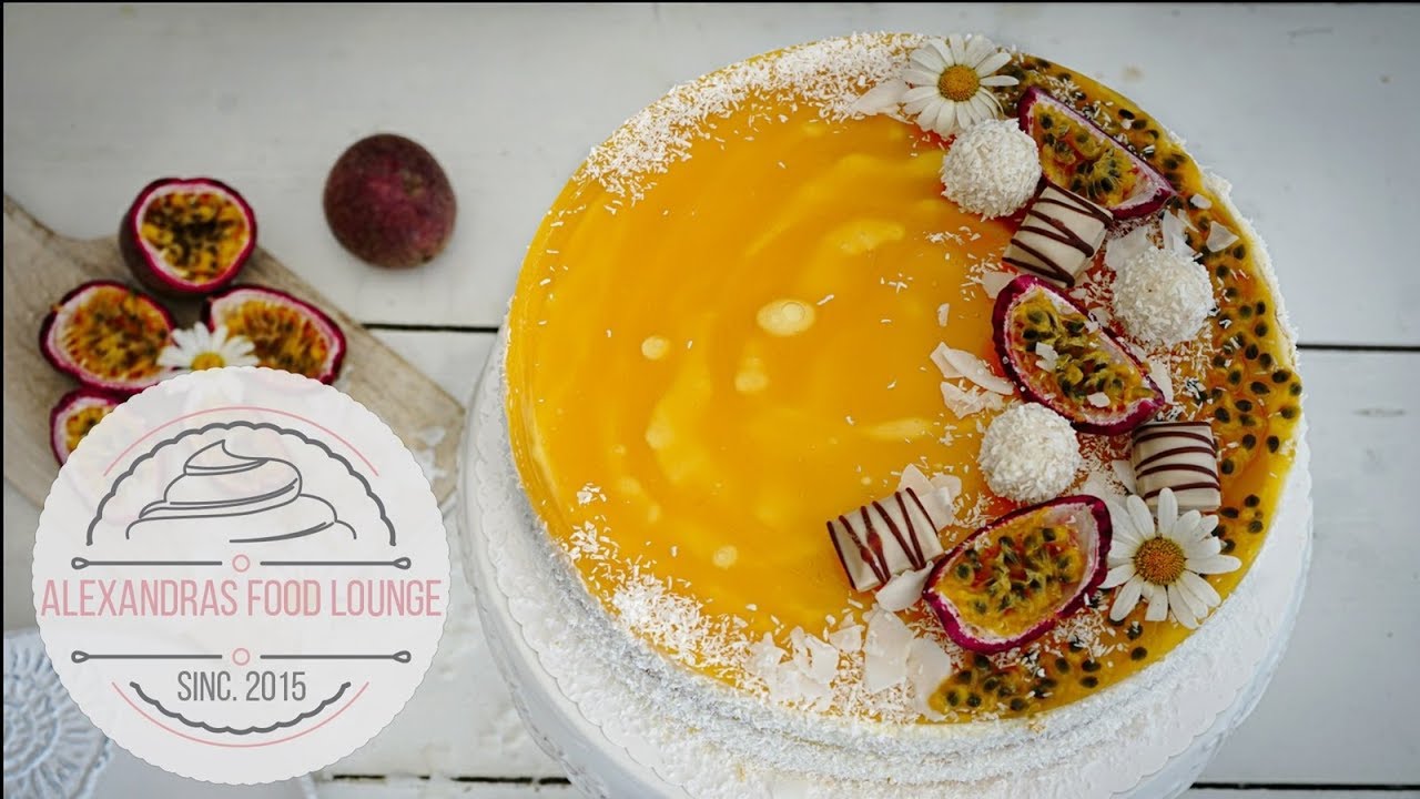 Maracuja Torte. sommerliches Rezept mit toller Dekoration