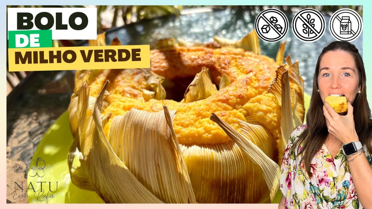 BOLO PAMONHA COM PALHA DO MILHO, BEM FÁCIL DE FAZER. SEM AÇÚCAR, GLÚTEN E LACTOSE, SUPER SAUDÁVEL.