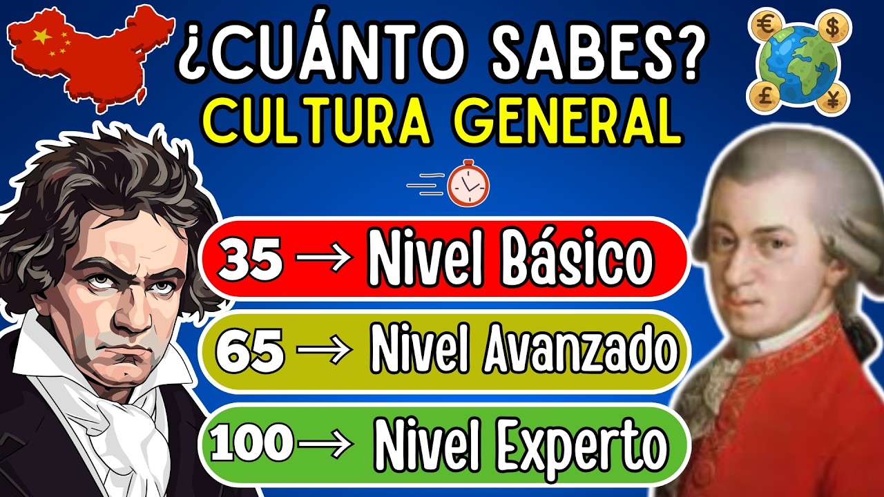 ¿CUÁNTO SABES DE CULTURA GENERAL? 🧠🌎 | 100 Preguntas con Datos Interesantes 🤓📚|Quiz de Conocimientos
