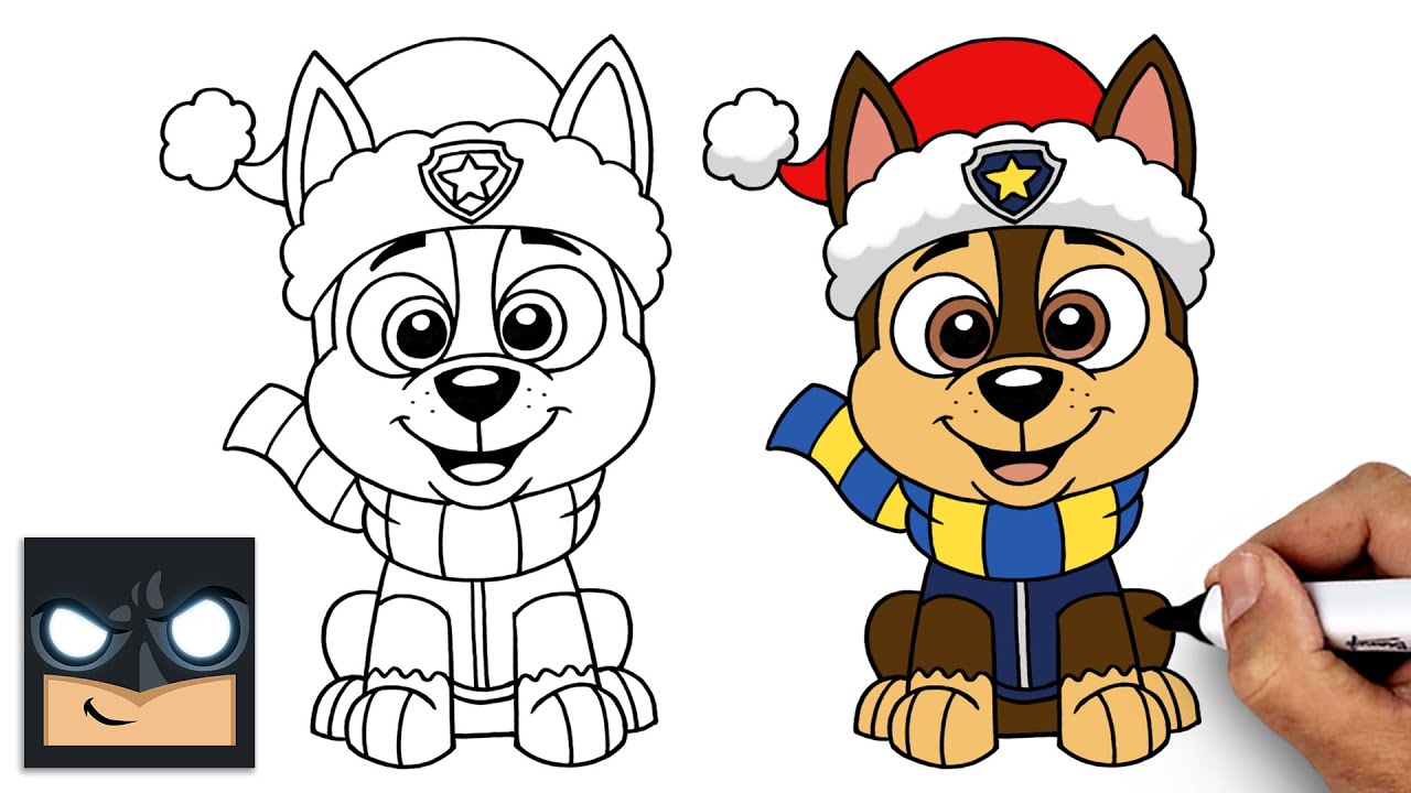 How to Draw Chase | Paw Patrol Christmas