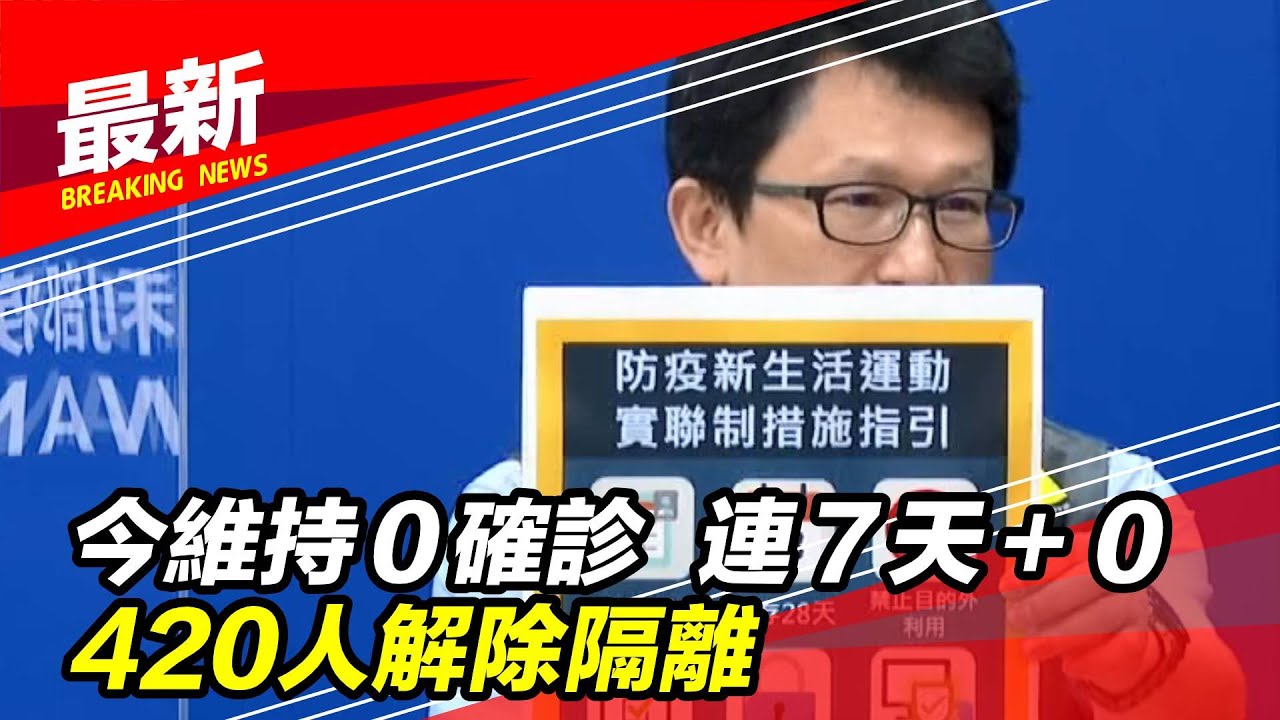 最新／今維持0確診　連7天+0　420人解隔離｜三立新聞網 SETN.com