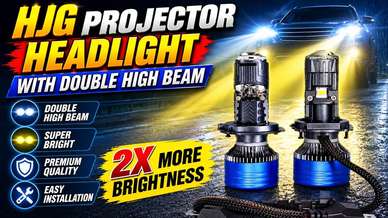 Hjg projector headlight double high beam #hjg #ledheadlight 